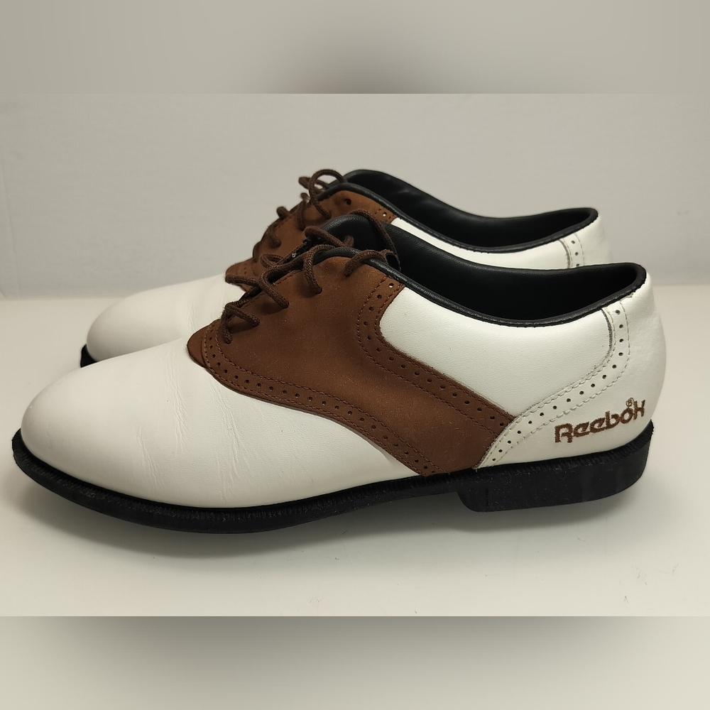 Reebok Leather Golf Shoes RA501WSI Womens Size USA 8 Pre-owned